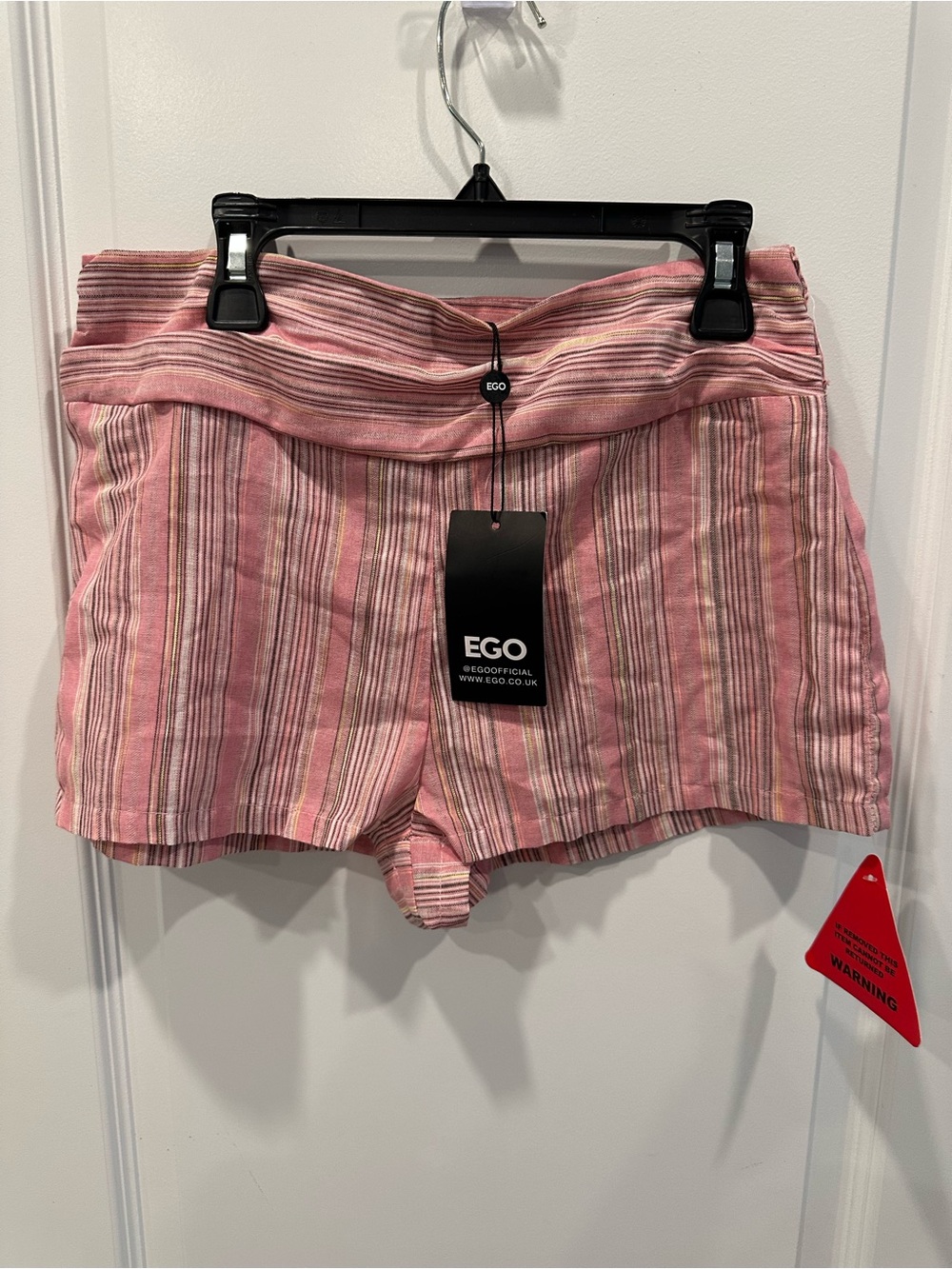 EGO Pink Multi-Striped High Waist Women's Shorts